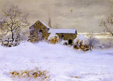 Farmhouse in Winter Artwork by Walter Launt Palmer