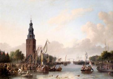 Soldiers of the Dutch East India Company Embarking at the Montelbaans Tower, Amsterdam Artwork by Ludolf Bakhuizen