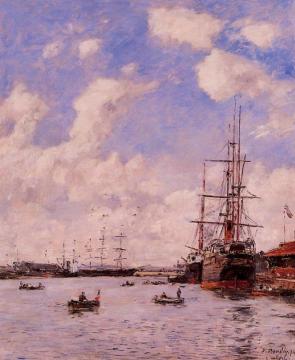 Le Havre, le bassin de l'eure Artwork by Eugène-Louis Boudin