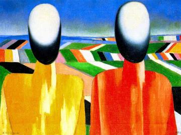 Two Peasants Artwork by Kasimir Malevich