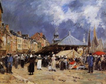 Market at Trouville Artwork by Eugène-Louis Boudin