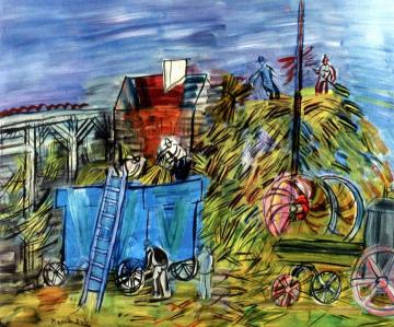 Threshing With A Blue Machine Artwork by Raoul Dufy
