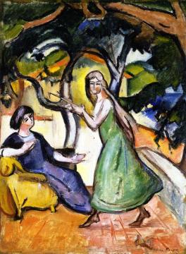 Woman in Green and Blue Artwork by Emile-othon Friesz