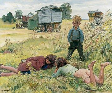 Young Gypsies Artwork by Dame Laura Knight