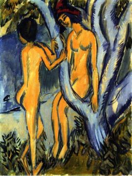 Two Nudes by a Tree Artwork by Ernst Ludwig Kirchner