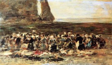 Laundresses at Etretat Artwork by Eugène-Louis Boudin