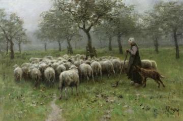 Shepherdess With Flock Of Sheep Artwork by Anton Mauve