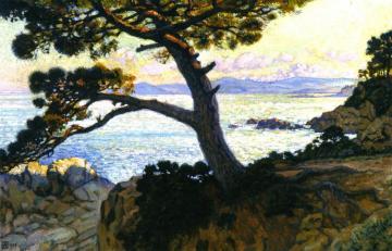 Pine at La Fossette, Sunset Artwork by Theo van Rysselberghe