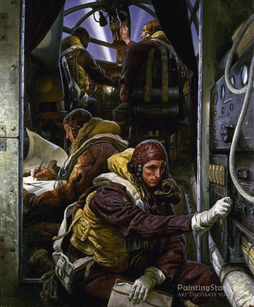 Take-off: Interior Of A Bomber Aircraft Artwork by Dame Laura Knight