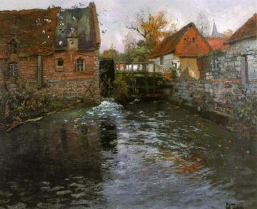 The Mill Pond Artwork by Fritz Thaulow