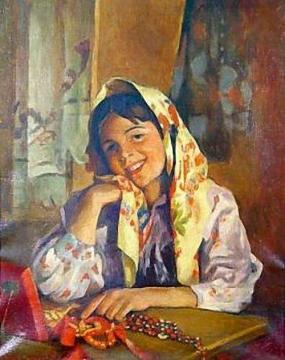 Girl in a Russian Costume Artwork by Nikolai Petrovich Bogdanov-belsky