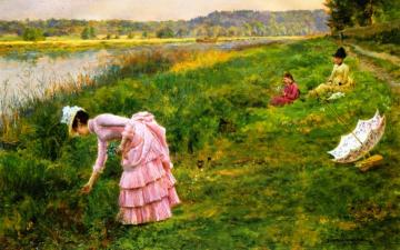 Picking Wildflowers Artwork by Marie-Francois Firmin-Girard