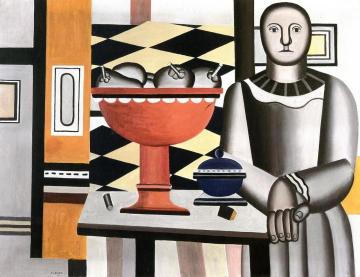 Woman with Fruit Bowl Artwork by Fernand Léger