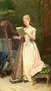 The Harpist Artwork by Raimundo de Madrazo y Garreta