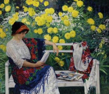 Reading in the Garden Artwork by Nikolai Petrovich Bogdanov-belsky