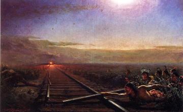 Westward The Star Of Empire (also Known As Railway Train Attacked By Idians) Artwork by Theodor Kaufmann