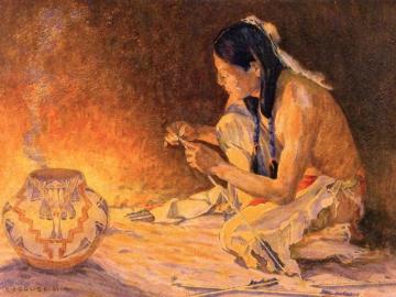 Firelight Artwork by E. Irving Couse