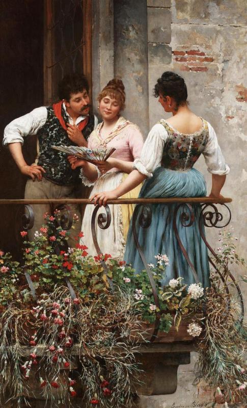 On The Balcony Artwork by Eugen Von Blaas