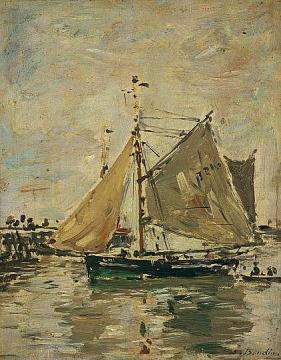 A Fishing Boat, Trouville Artwork by Eugène-Louis Boudin