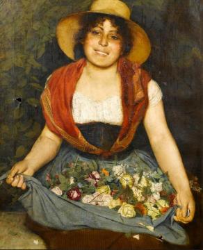 Tuscan Flower Girl Artwork by Gaetano Bellei