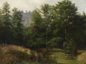 Forest Landscape in Upper Saxony (Waldlandschaft in Obersachsen) Artwork by Eugen Felix Prosper Bracht