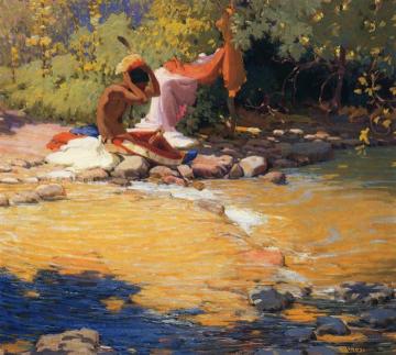 At the River's Edge Artwork by Victor Higgins