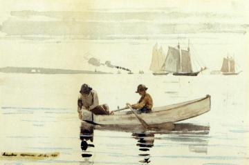 Boys Fishing, Gloucester Harbor Artwork by Winslow Homer