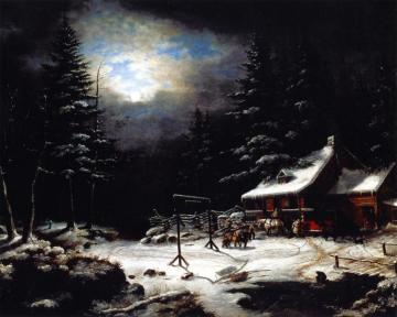 White Horse Inn By Moonlight Artwork by Cornelius Krieghoff