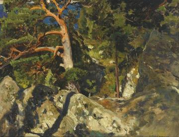 Pine in the Rocks (Kiefer in den Felsen) Artwork by Eugen Felix Prosper Bracht