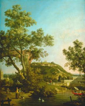 English Landscape Capriccio With A Palace Artwork by Giovanni Antonio Canal