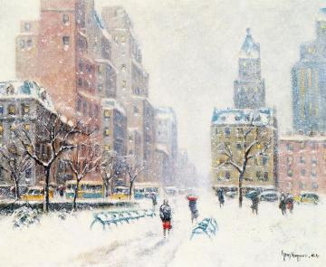 Central Park in Winter Artwork by Guy Wiggins