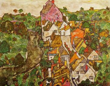 Landscape at Krumau Artwork by Egon Schiele