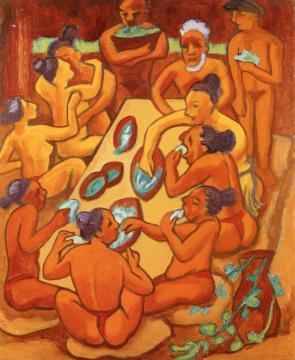 In the Women's House Artwork by Hermann Max Pechstein