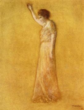 Woman in Pink Artwork by Thomas Wilmer Dewing