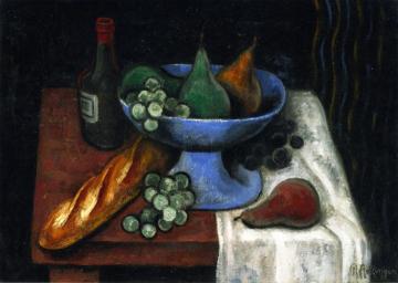 Still LIfe with a Blue Fruit Bowl Artwork by Jean Metzinger