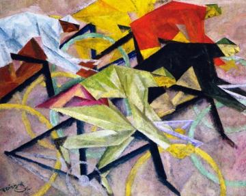 Bicycle Race Artwork by Lyonel Feininger