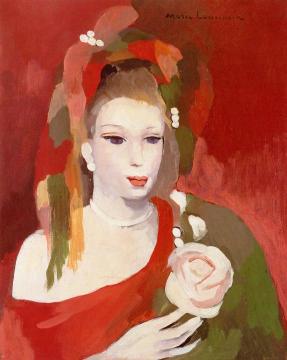 Young Woman in Red Artwork by Marie Laurencin