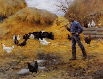 In the Barnyard Artwork by Charles Courtney Curran