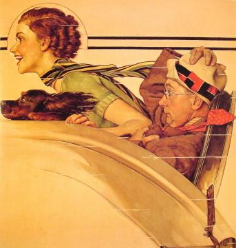 Couple in Rumble Seat Artwork by Norman Rockwell