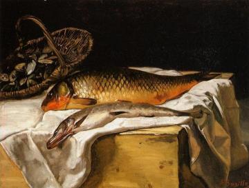 Still Life With Fish Artwork by Jean Frederic Bazille