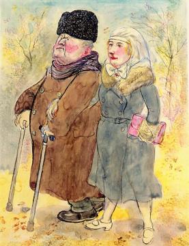 Old an and Nurse Artwork by George Grosz