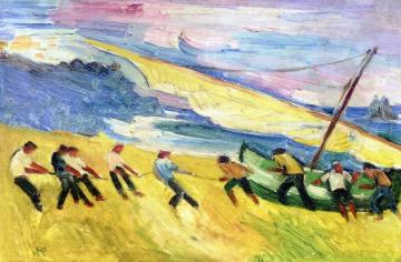 Hauling the Boats Artwork by Hermann Max Pechstein