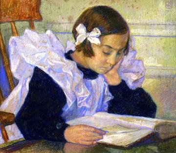 Elisabeth Reading Artwork by Theo van Rysselberghe