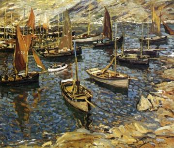 The Outer Harbor, Polperro Artwork by Walter Elmer Schofield