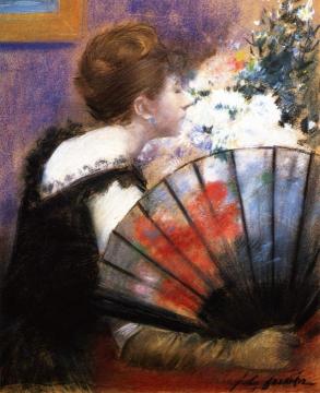 Woman with a Fan Artwork by Jean-Louis Forain