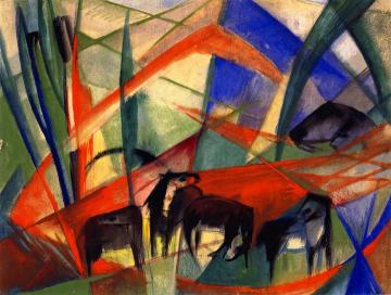 Landscape with Black Horses Artwork by Franz Marc