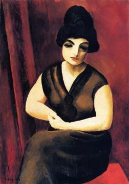 Seated Brunette Artwork by Moise Kisling
