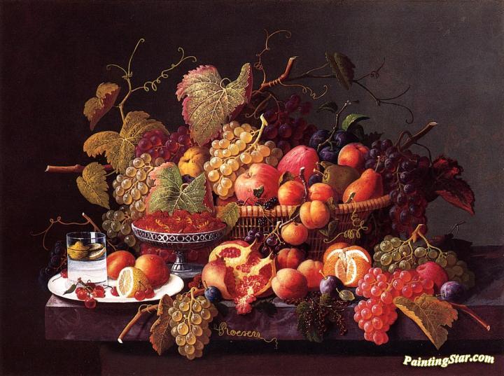 Still Life with Pomegranates Artwork by Severin Roesen