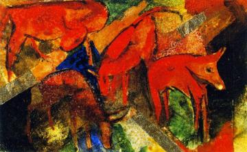Red Cattle Artwork by Franz Marc