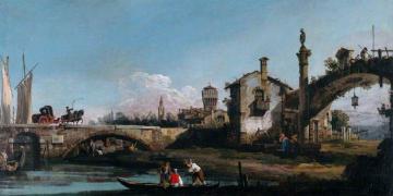 Capriccio with Two Bridges and Figures Artwork by Bernardo Bellotto